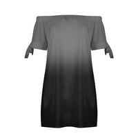 Haljine za žene plus veličine ženski kvadratni dekolte za sunčanje kratki rukav kratki gradijent seksi fit & flare džepove haljine crne xl