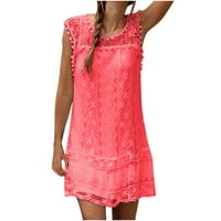 CETHRIO BOHO haljina za žene - Slim Fit Summer casual moda čipka bez rukava bez rukava crvena