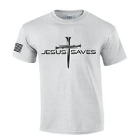 Muška kršćanska košulja Nail Isus štedi majicu kratkih rukava Grafički tee-sport siva-6xl