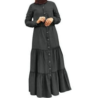 Žene Casual Solid traper haljina dugih rukava Okrugla haljina za okrugli vrat Labava haljina Kućište