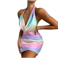 Dyegold sandresses za ženska ležerna plaža - haljine za žene Drape Cowl vrat bez rukava, ruched bodycon