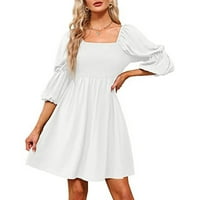 Haljine za žene Ljetna casual haljina cvjetni scoop rukav rukav haljina kratkih haljina bijela xl