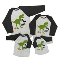 Ate Odjeća koja odgovara porodici Sretna Halloween majica - Dino Bat - Dinosaur Majica Siva majica 3T