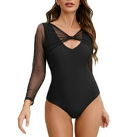 Kontrola trbušnjaka za trbuhu dugih rukava za ženske kupaće kostime Čvrsta mreža s jednim kupaćem kostimu
