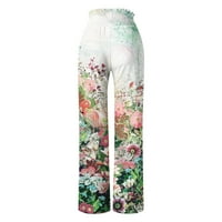Pbnbp Ženske široke pantalone za noge Trendy ljetne modne cvjetne visoke struk elastične ravnoteže za