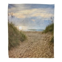 Bacanje pokrivača toplo ugodno print flannel pješčana šetnica kroz dine i morske zob do plaže Ocean
