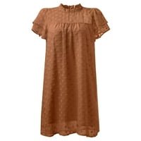 Akiihool ljetne haljine za žene casual ženske ljetne haljine kratki rukav rebrani učitelj skromni povremeni