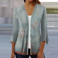 Feternalwomen-ova modna labava ležerna tiskana sa sedam dijelova rukavska dugmeta za bluzu s bluzama
