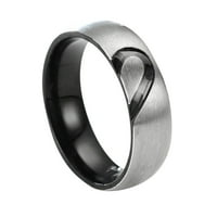 Keusn od nehrđajućeg čelika pola breskve u obliku srca prsten europski i američki titanijum čelični dijamantni prsten parovi nakit veličine w