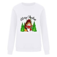 Ženske sretne božićne majice Blagoslovljeni vrhovi padaju božićni džemper sa okruglim vratom bijeli