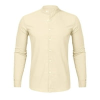 Košulje za muškarce Modni rukav Muška bluza Čvrsta plaža Casual Dugo dugme O-izrez Top muške bluze Muškarci