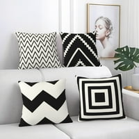 HonRane jastučnica sa dvobojnim šivanjem mekih nordijskih geometrijskih bacanja jastuk crni bijeli geometrijski