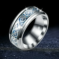 Prsten za žene Titanijum čelični zmaj sa srebrnim zlatnim zmajem od nehrđajućeg čelika