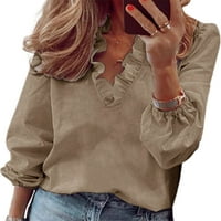 Cindysus ženske majice dugih rukava dugih rukava dame labavo tunika bluza rufflewerywer pulo boja casual