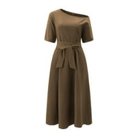 Haljine za žene Nepravilni rub sa remenom A-line Ljeto rame Off Maxi Slatka ljetna odjeća haljina za