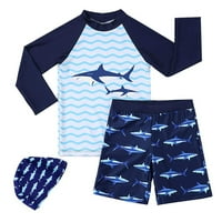 Moyyang Boys kupaći kostim osip mališani djeca s dugim rukavima morski pas dvije plave oznake veličine