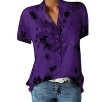 Moda plus kratka štamparija Jednostavna rukava majica Veličina top bluza Ženska džepna ženska bluza