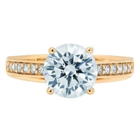 2.21ct okrugli rez plavi simulirani dijamant 18k žuti zlatni graviranje izjava bridalna godišnjica Angažovanje