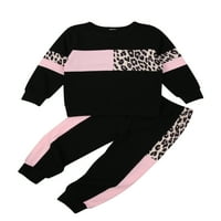 Nituyy Toddler Baby Girl Leopard Pulover Dukseri + Duge hlače Hlače Outfits Set Kids Jesenska zimska