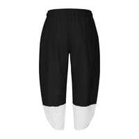 Pamučne i posteljine kratke hlače za muškarce plus veličina boja blok patchwork nacrtajući elastični