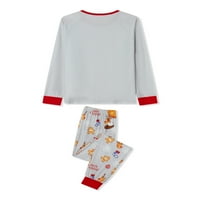 Youweixiong Podudaranje porodice pidžame postavlja Božić PJ-a sa snježnim pahuljicama Elk Print dugih rukava i hlače za spavanje