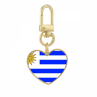 Urugvaj Nacionalna zastava Južna Amerika Država Gold Heart Keychain Držač za ključeve