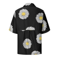 Skraćene pamučne majice za žene za žene Ljeto Slatka grafički gumb dolje T-majice Rever V vrat Radni