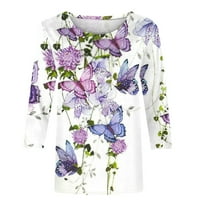 Ljetni vrhovi za žene modni novost cvjetni printirani rukav s kratkim majicama