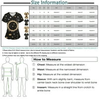Bluze kratkih rukava Radni odjeća Grafički printira Modni vrhovi V-izrez za žene Crna 2xL