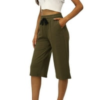 BDFZL Ženske hlače Žena Trendovi džepovi za crtanje elastične struke Čvrsto kaprisu hlače vojska zelena