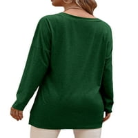 GLONME Majica sa čvrstim bojama za žene obične dnevne odjeće Tee labavi V izrez Green S
