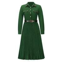 Ljetne haljine za žene elegantne V izrez Solid Boja dugih rukava Vintage kratka omotaj duge zabavne