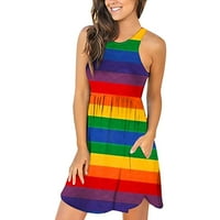 ManXivoo haljine za plažu za žene Ležerne prilike Ležerne prilike Rainbow Stripes Otkaži haljina bez