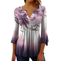 Majice za petale za žene za žene TEES Bluze Ležerne bazičke vrhove tiskane dugme na plesovima pulover
