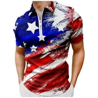 QOLATI MENS Dnevna majica Američka zastava Star Stripes patip - izrez Bluza Patriotic 4. jula Kratki