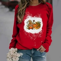 Padne bluze za žene lagani pulover Dan zahvalnosti Okrugli džemper sa otvorenim vratima Red s