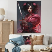 Art DesimanArt Fierce Samurai Girl IV Japon Woman zidni dekor. Široko u. Visok