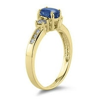 Ženski sapphire i dijamantski kraljevski kanal prsten u 14k žutom zlatu