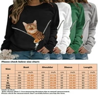 Kapreze Ženske vrhove majica Crew Crt majica s dugim rukavima Majica Labavi tee Cat Print Tunic Bluza