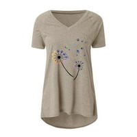 Grafičke majice za žene, Ležerne prilike plus veličina V-izrez dugačke majice Bluze Top Plus veličine