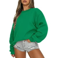 Ovecza Womens Prevelike dukseve padaju slobodne sportne dukseve Crewneck Lagana pulover Žene dugih rukava Y2K odjeća zelena l