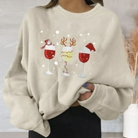 Wiueurtly Active Hoodie Ženske žene Božićna grafička duksera Ležerne prilike pulover sa okruglim vratom
