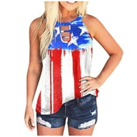 Drindf Američka košulja za zastavu Žene Nezavisnosti Dan Crewneck bez rukava bez rukava bez kamena za