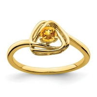 14k žuto zlatni citrinski prsten za trokut