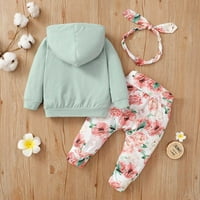 Slatke djevojke odijelo Pamuk cvjetni ispis dugih rukava i pantalone sa dugim rukavima i pantalone