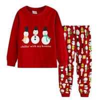 Rovga Boy Outfit Kids Božićni pidžami Pamuk Pamuk Dugi rukavi Odgovarajući praznici PJS set malih djevojčica
