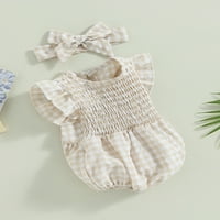 SUNISERY BABY GIRKE Odjeća Slatka kratka ruffle rukava sa rukavima plaćena reputa sa ljetnim ležernim