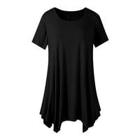 DRPGUNLY T majice za žene o vratu ovratnik u boji pune boje plus veličina kratkih rukava casual bluza