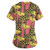 Ženski vrhovi Ženski V-izrez kratkih rukava Grafički print Dame Majice Ljetne košulje za žene Pink XL