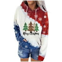 Ženska modna casual božićni ispisani bluza džepni pulover dukseve Hot6SL485288